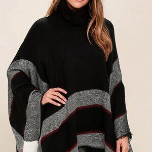 Sled Ride Red and Black Plaid Poncho